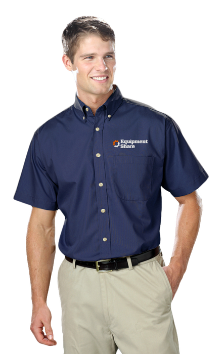 Men's S/S SuperBlend Poplin Shirt with Bone Buttons in Extended Sizes