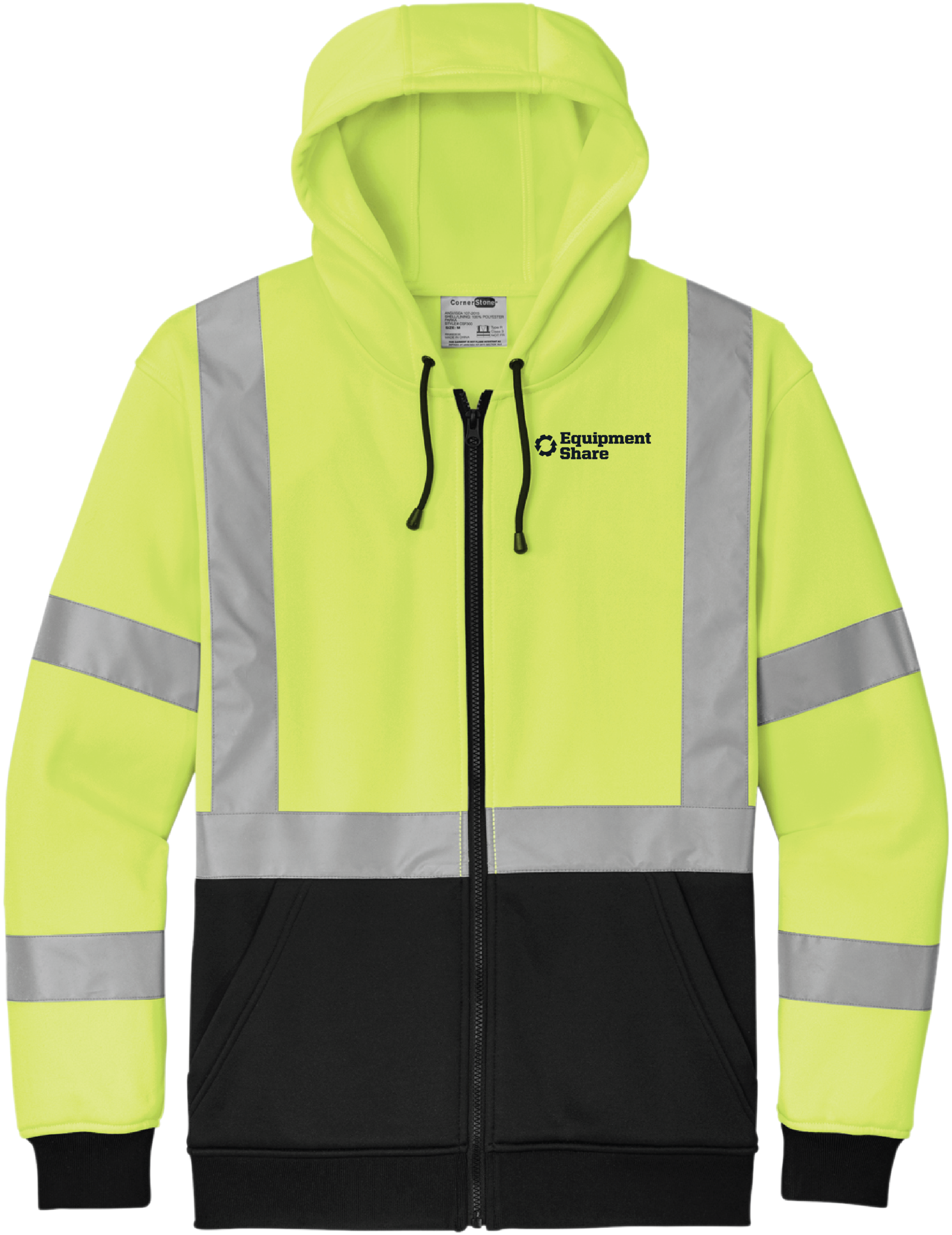 EquipmentShare - CornerStone A107 Class 3 Heavy-Duty Fleece Full-Zip Hoodie