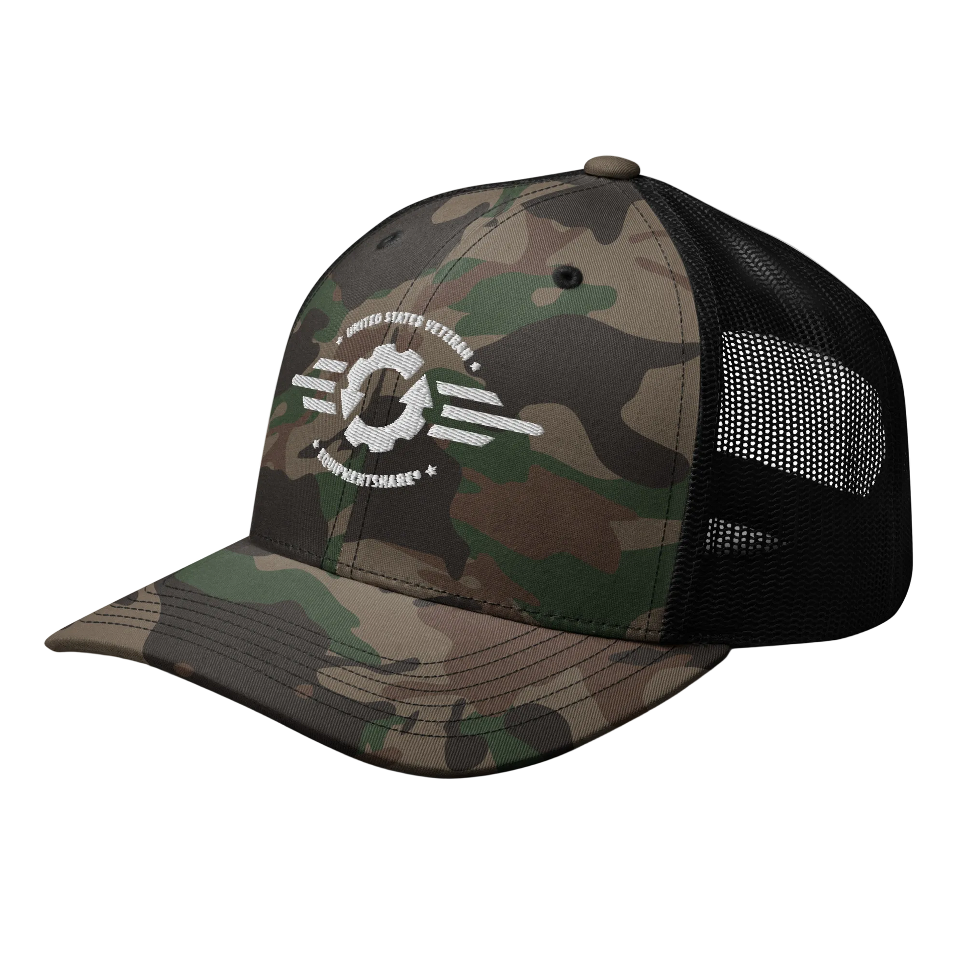 EquipmentShare VETERAN ONLY Camouflage trucker hat