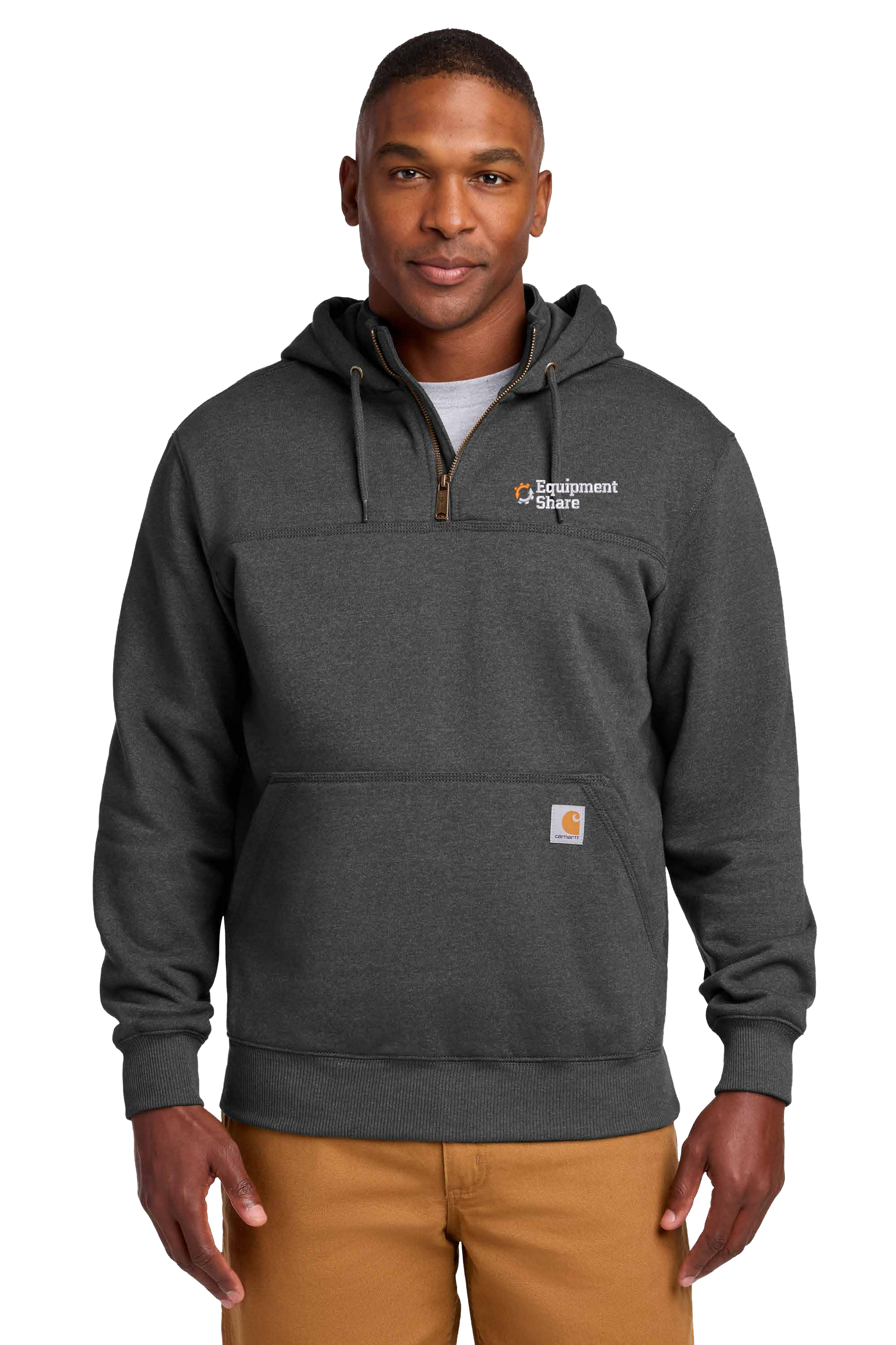 Carhartt Rain Defender Paxton Heavyweight Hooded Zip Mock Sweatshirt - Carbon Heather