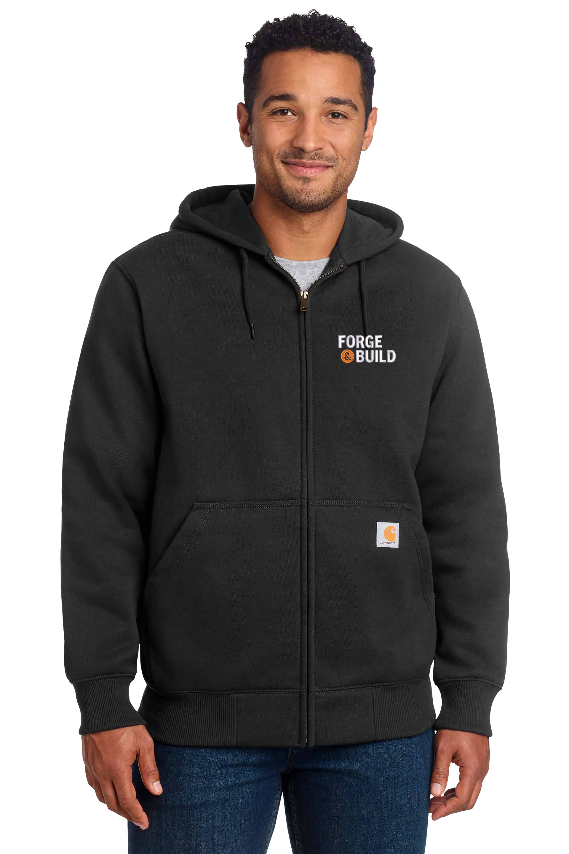 Carhartt Rain Defender Paxton Heavyweight Hooded Zip-Front Sweatshirt - Black