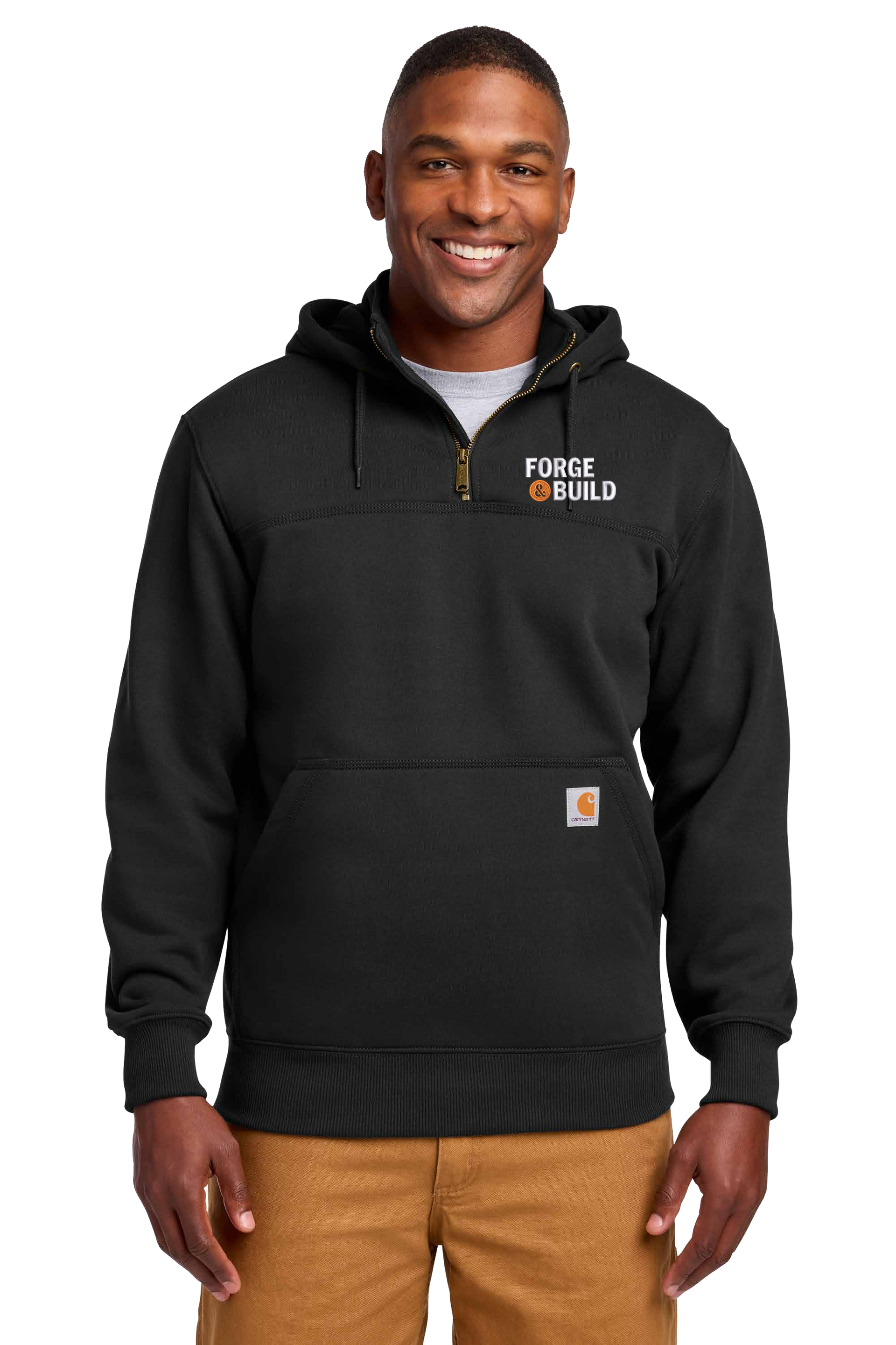 Carhartt Rain Defender Paxton Heavyweight Hooded Zip Mock Sweatshirt - Black