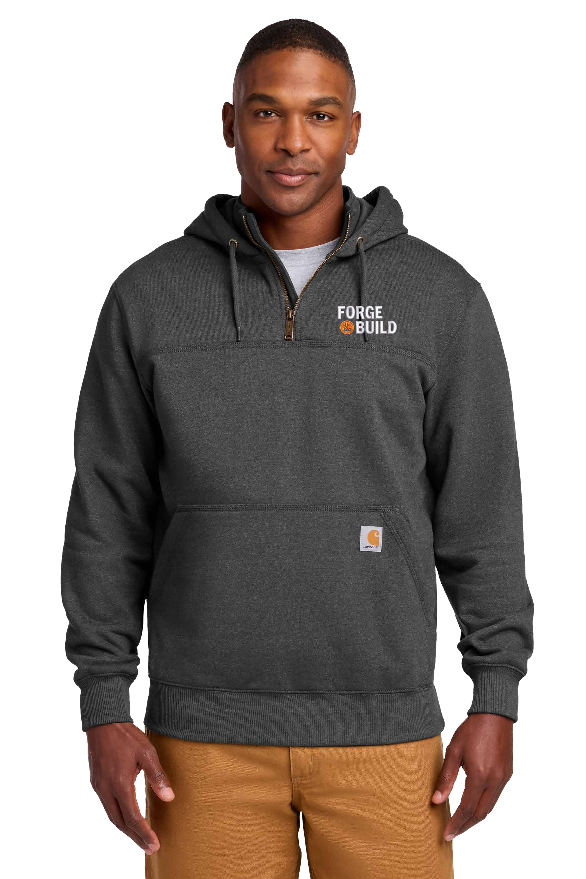 Carhartt Rain Defender Paxton Heavyweight Hooded Zip Mock Sweatshirt - Carbon Heather