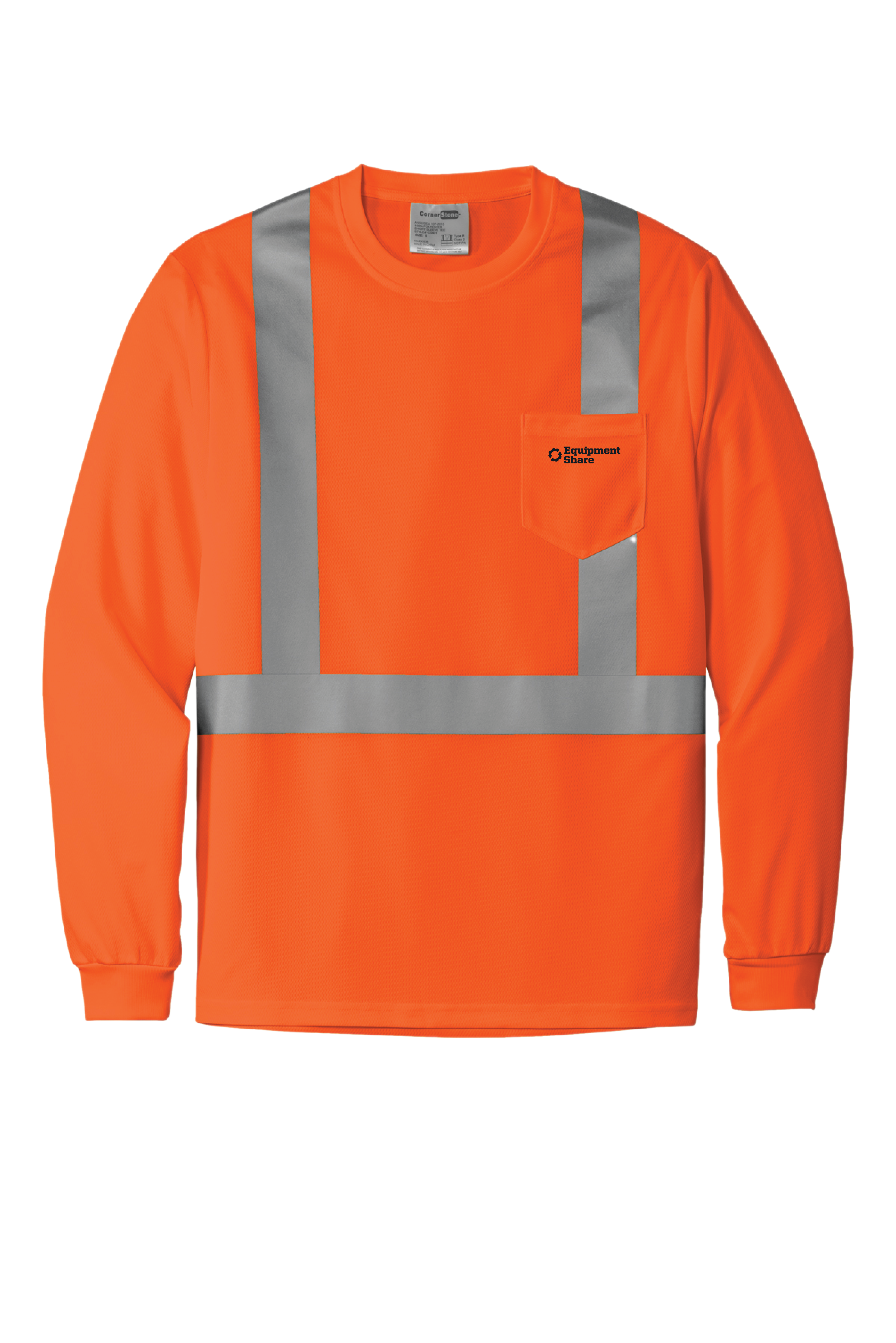 ES CornerStone ANSI 107 Class 2 Mesh Long Sleeve Tee Orange
