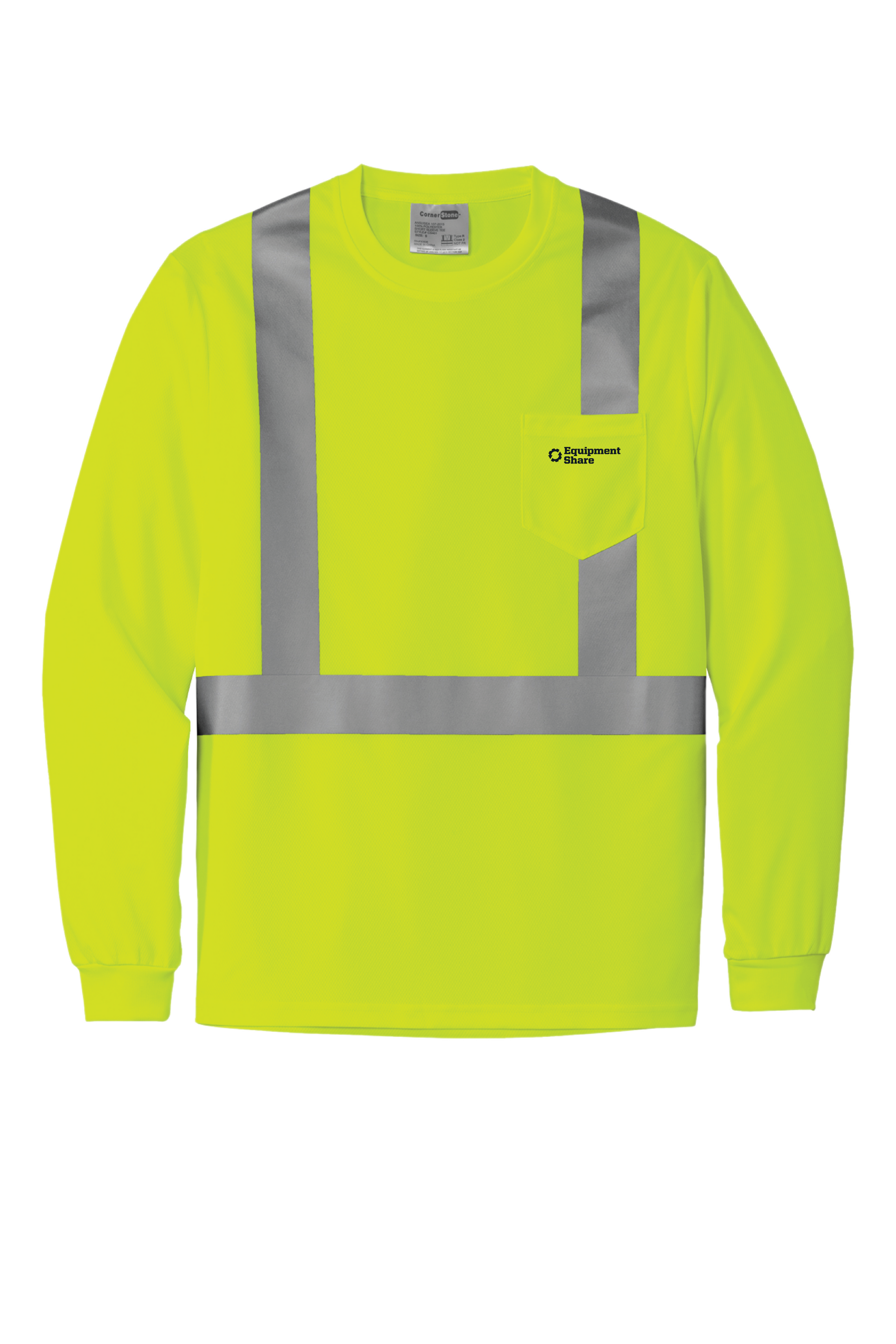 ES CornerStone ANSI 107 Class 2 Mesh Long Sleeve Tee Yellow
